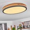 Salmi Plafondpaneel LED Antraciet, Bruin, houtlook, Zwart, 1-licht, Afstandsbediening