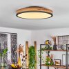Salmi Plafondpaneel LED Antraciet, Bruin, houtlook, Zwart, 1-licht, Afstandsbediening