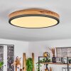 Salmi Plafondpaneel LED Antraciet, Bruin, houtlook, Zwart, 1-licht, Afstandsbediening