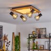 Bardhaman Plafondlamp LED Bruin, Chroom, houtlook, Zwart, 5-lichts