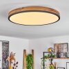 Salmi Plafondpaneel LED Antraciet, Bruin, houtlook, Zwart, 1-licht, Afstandsbediening