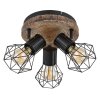 Gobo PRISKA Plafondlamp houtlook, Zwart, 3-lichts