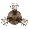 Gobo PRISKA Plafondlamp houtlook, Zwart, 3-lichts