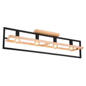 Globo ERICA Plafondlamp Natuurlijke kleuren, Zwart, 4-lichts