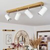 Javel Plafondlamp Bruin, Chroom, houtlook, 4-lichts