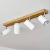 Javel Plafondlamp Bruin, Chroom, houtlook, 4-lichts