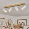 Javel Plafondlamp Bruin, Chroom, houtlook, 4-lichts