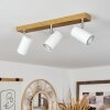 Javel Plafondlamp Bruin, Chroom, houtlook, 3-lichts
