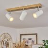 Javel Plafondlamp Bruin, Chroom, houtlook, 3-lichts