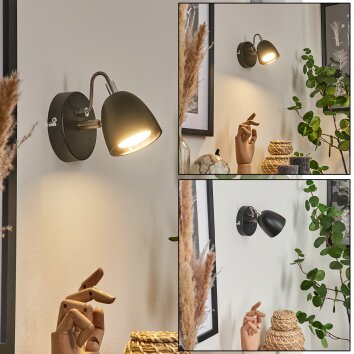 Moesdorf Muurlamp LED Nikkel mat, Zwart, 1-licht