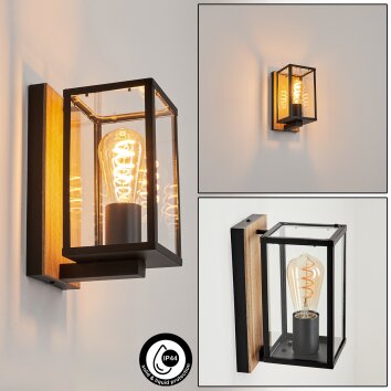 Fortunies Buiten muurverlichting Hout licht, houtlook, Zwart, 1-licht