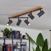 Javel Plafondlamp Antraciet, houtlook, 5-lichts