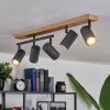 Javel Plafondlamp Antraciet, houtlook, 5-lichts