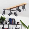 Javel Plafondlamp Antraciet, houtlook, 5-lichts