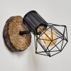 Bardhaman Muurlamp Hout licht, houtlook, Zwart, 1-licht