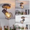 Bardhaman Plafondlamp Hout licht, houtlook, Zwart, 1-licht