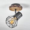 Bardhaman Plafondlamp Hout licht, houtlook, Zwart, 1-licht
