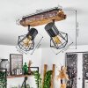 Bardhaman Plafondlamp Hout licht, houtlook, Zwart, 2-lichts