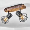 Bardhaman Plafondlamp Hout licht, houtlook, Zwart, 2-lichts