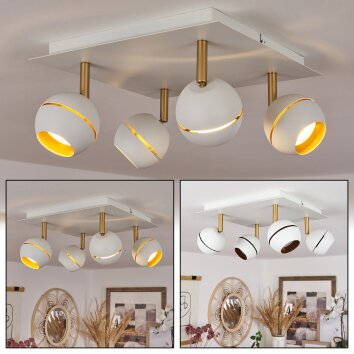 Tome Plafondlamp LED Messing, Wit, 4-lichts