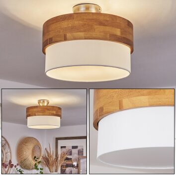 Vrolle Plafondlamp Hout licht, Nikkel mat, 2-lichts