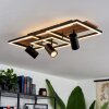 Sequeira Plafondlamp LED Hout licht, houtlook, Zwart, 4-lichts