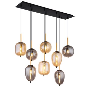Globo BLACKY Hanglamp Messing, Zwart, 8-lichts