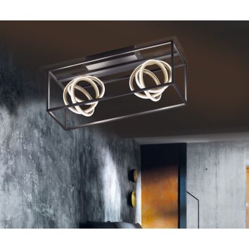 Fischer & Honsel Gisi Plafondlamp LED Zwart, 2-lichts, Afstandsbediening