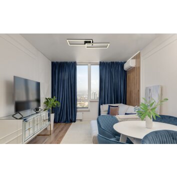 Globo TATJANA Plafondlamp LED Zwart, 1-licht, Afstandsbediening