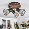 Bardhaman Plafondlamp Bruin, houtlook, Zwart, 3-lichts
