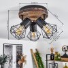 Bardhaman Plafondlamp Bruin, houtlook, Zwart, 3-lichts