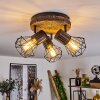 Bardhaman Plafondlamp Bruin, houtlook, Zwart, 3-lichts