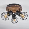 Bardhaman Plafondlamp Bruin, houtlook, Zwart, 3-lichts