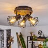 Bardhaman Plafondlamp Bruin, houtlook, Zwart, 3-lichts