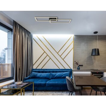 Globo TATJANA Plafondlamp LED Zwart, 1-licht, Afstandsbediening