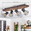 Bardhaman Plafondlamp Bruin, houtlook, Zwart, 4-lichts