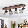 Bardhaman Plafondlamp Bruin, houtlook, Zwart, 4-lichts