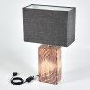 Francillon Tafellamp Bruin, Chroom, houtlook, 1-licht