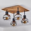 Vouhet Plafondlamp Bruin, houtlook, Zwart, 4-lichts