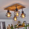 Vouhet Plafondlamp Bruin, houtlook, Zwart, 4-lichts