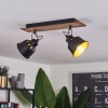 Safari Plafondlamp Chroom, Hout donker, Zwart, 2-lichts