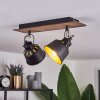 Safari Plafondlamp Chroom, Hout donker, Zwart, 2-lichts