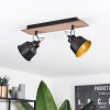 Safari Plafondlamp Chroom, Hout donker, Zwart, 2-lichts