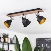 Safari Plafondlamp Chroom, Hout donker, Zwart, 3-lichts