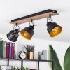 Safari Plafondlamp Chroom, Hout donker, Zwart, 3-lichts