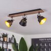 Safari Plafondlamp Chroom, Hout donker, Zwart, 3-lichts