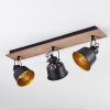 Safari Plafondlamp Chroom, Hout donker, Zwart, 3-lichts