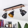 Safari Plafondlamp Chroom, Hout donker, Zwart, 3-lichts