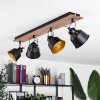 Safari Plafondlamp Chroom, Hout donker, Zwart, 4-lichts