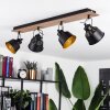 Safari Plafondlamp Chroom, Hout donker, Zwart, 4-lichts